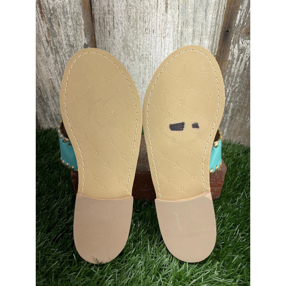 Jack Rogers Pineapple Teal Gold Thong Sandal Made Dominican Republic Women's 5.5 - Picture 6 of 9